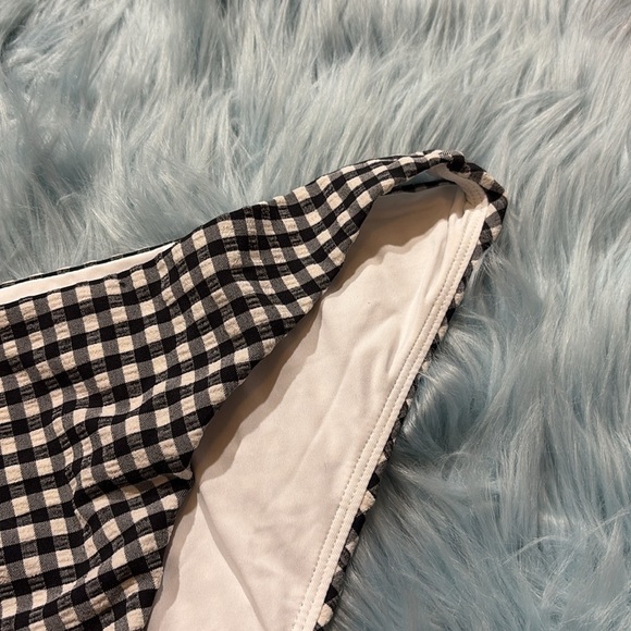 NWT Andie Swimwear The Cheeky Bikini Bottom in White Black Gingham Print Sz L - Picture 5 of 12